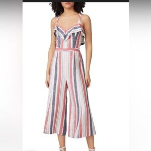 Parker Angie Cropped  striped Linen Jumpsuit size 2